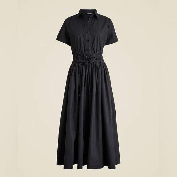 NWT J Crew Elena shirtdress in cotton poplin in black - Picture 4 of 13